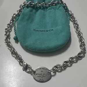 Tiffany & Co. Silver Oval Tag Necklace